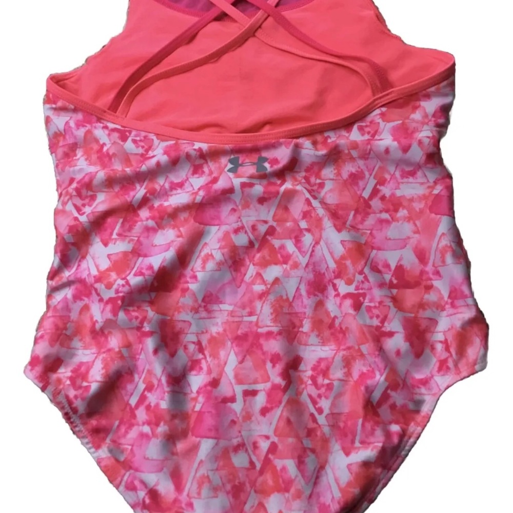 Under Armour Girls' Pink Patterned One-Piece Swimsuit - Picture 3 of 4